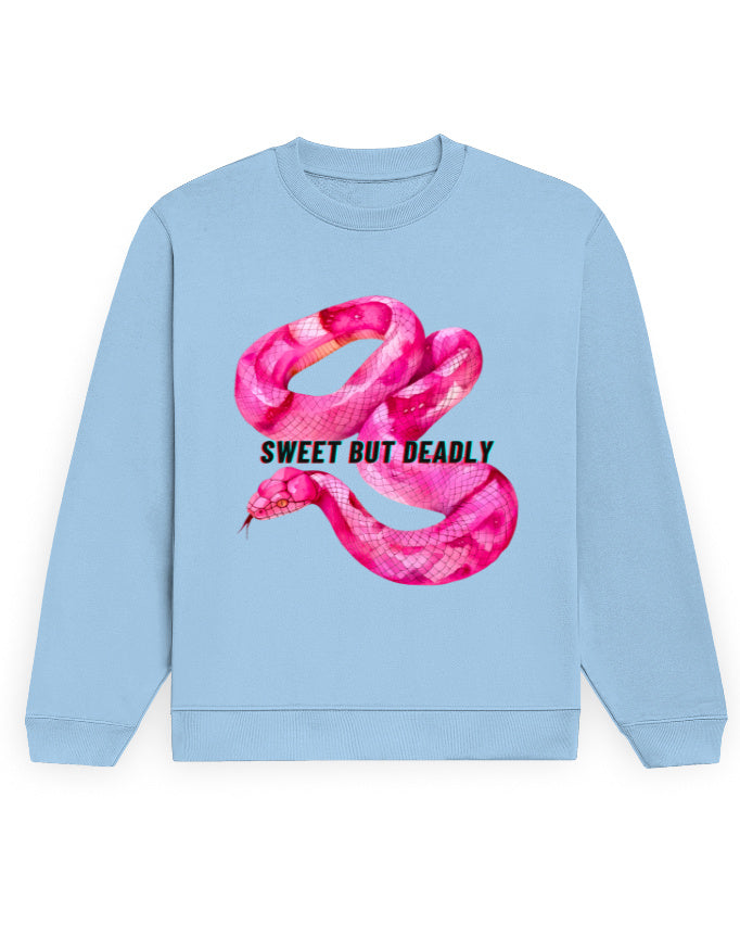 Color_BabyBlue Sweet But Deadly Snake Graphic Sweatshirt | Unisex 100% Cotton 300 GSM Fleece | Bold Streetwear Winter Wear