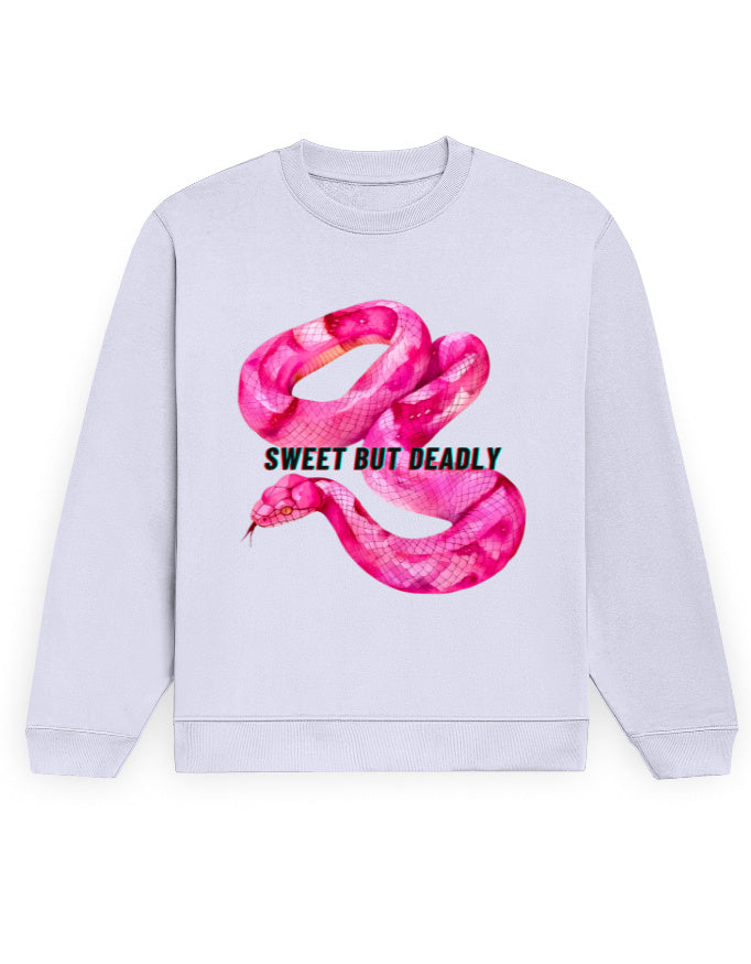 Color_Lavender Sweet But Deadly Snake Graphic Sweatshirt | Unisex 100% Cotton 300 GSM Fleece | Bold Streetwear Winter Wear
