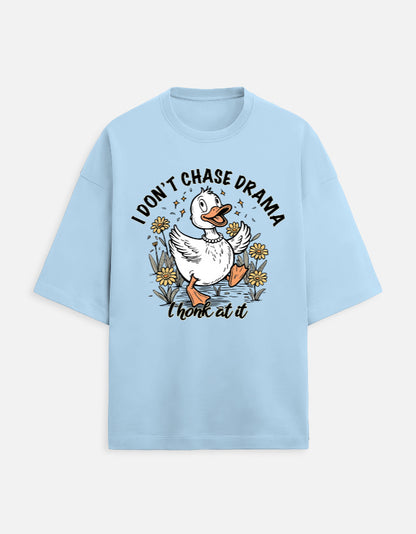 Drama I Honk at It Oversized Duck Graphic T-Shirt | Heavyweight 280 GSM French Terry Cotton Tee | Gen Z Funny Quote T-Shirt | Unisex Baggy Fit Casual Wear | Frolic Saga India