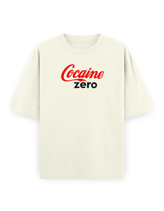 Color_OffWhite Cocaine Zero Oversized T-Shirt — Unisex 240 GSM Heavyweight Cotton | Novelty Parody Tee & Streetwear Statement Shirt