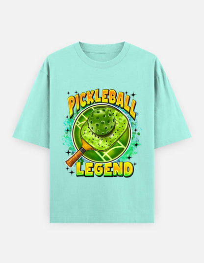 Green Pickleball Legend Oversized T-Shirt – 240 GSM | 100% Cotton Unisex Tee for Players & Fans | Trendy Sports Graphic Tee for Gen Z & Athleisure Lovers