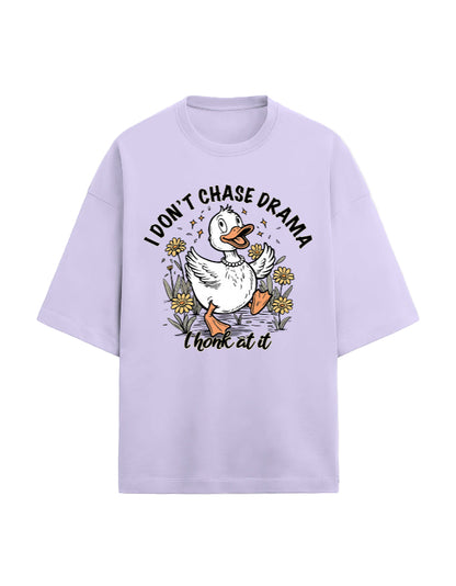 Drama I Honk at It Oversized Duck Graphic T-Shirt | Heavyweight 280 GSM French Terry Cotton Tee | Gen Z Funny Quote T-Shirt | Unisex Baggy Fit Casual Wear | Frolic Saga India