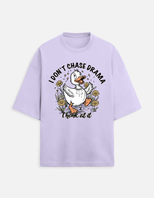 Drama I Honk at It Oversized Duck Graphic T-Shirt | Heavyweight 280 GSM French Terry Cotton Tee | Gen Z Funny Quote T-Shirt | Unisex Baggy Fit Casual Wear | Frolic Saga India