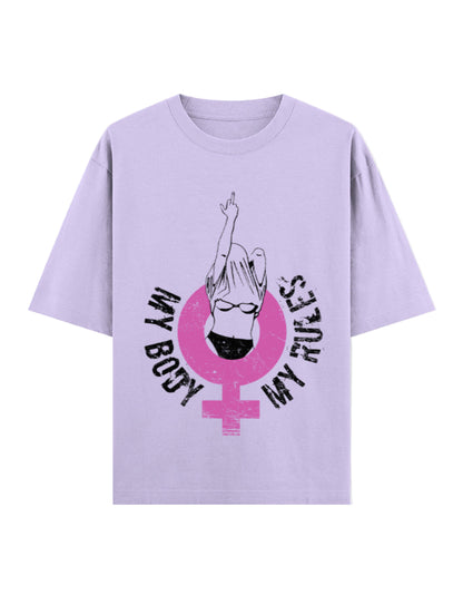 Feminist Graphic Oversized T-Shirt for Women – My Body My Rules Tee in 240 GSM Heavyweight Cotton | Gen Z Bold Statement Shirt | Frolic Saga India