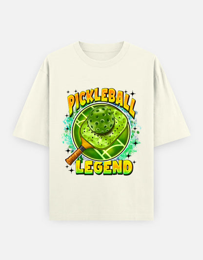 Off-White Pickleball Legend Oversized T-Shirt – 240 GSM | 100% Cotton Unisex Tee for Players & Fans | Trendy Sports Graphic Tee for Gen Z & Athleisure Lovers