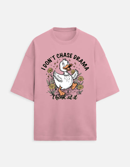 Drama I Honk at It Oversized Duck Graphic T-Shirt | Heavyweight 280 GSM French Terry Cotton Tee | Gen Z Funny Quote T-Shirt | Unisex Baggy Fit Casual Wear | Frolic Saga India