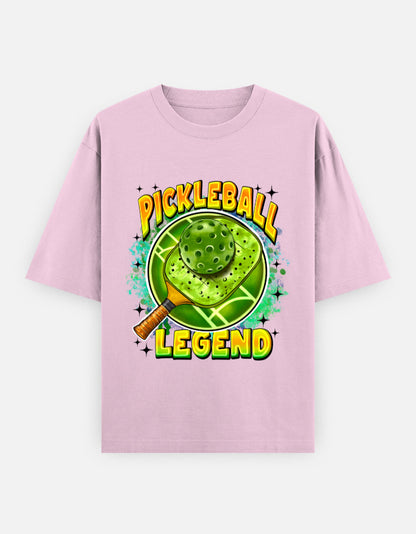 Pink Pickleball Legend Oversized T-Shirt – 240 GSM | 100% Cotton Unisex Tee for Players & Fans | Trendy Sports Graphic Tee for Gen Z & Athleisure Lovers