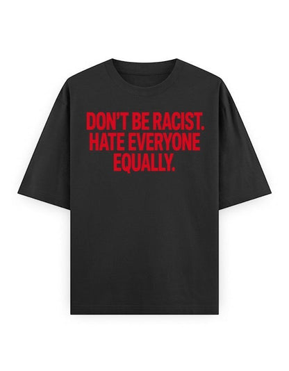 Frolic Saga black heavyweight cotton unisex oversized t-shirt with red graphic text print on the chest