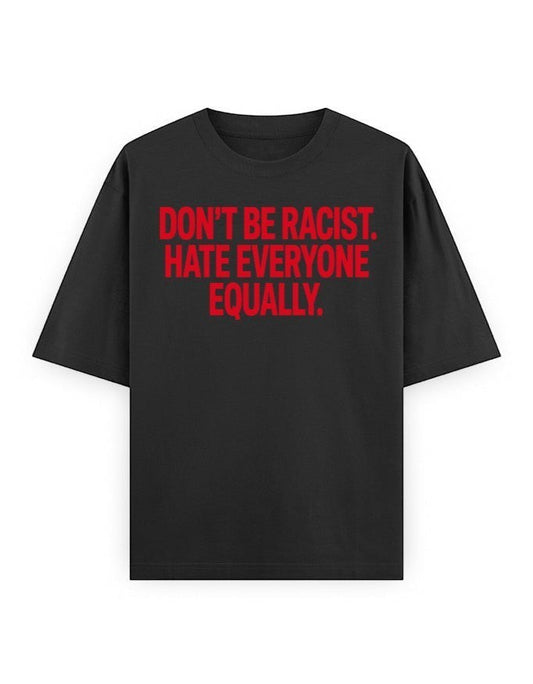 Frolic Saga black heavyweight cotton unisex oversized t-shirt with red graphic text print on the chest