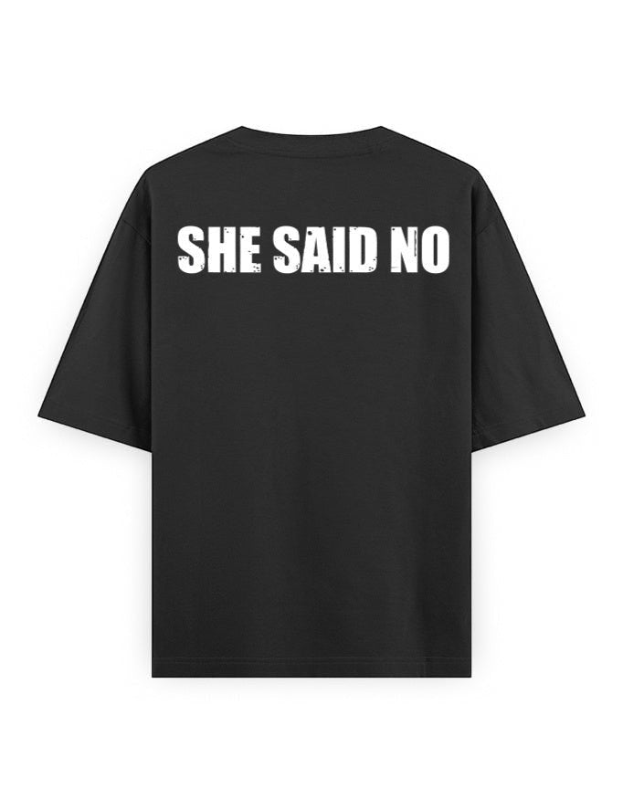 Frolic Saga black oversized t-shirt with white