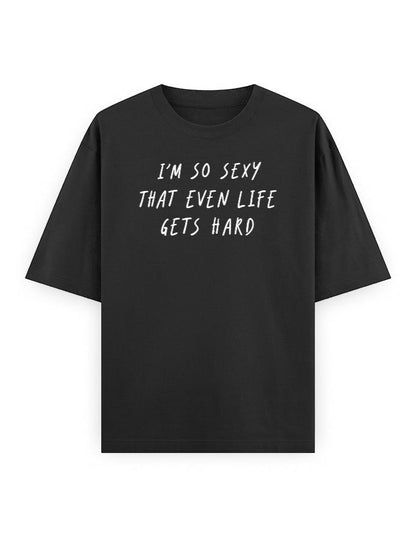 Frolic Saga black 100% cotton oversized t-shirt with white text graphic