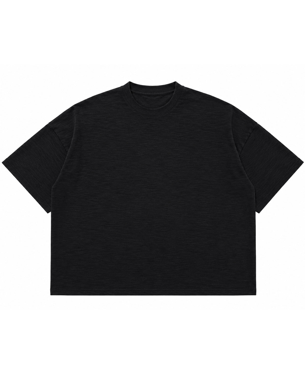 Graphite boxy slub tee, front view showing textured slub cotton - Frolic Saga Bare Minimum