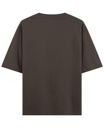 I Have No Pronouns coffee oversized tee, back view - Frolic Saga