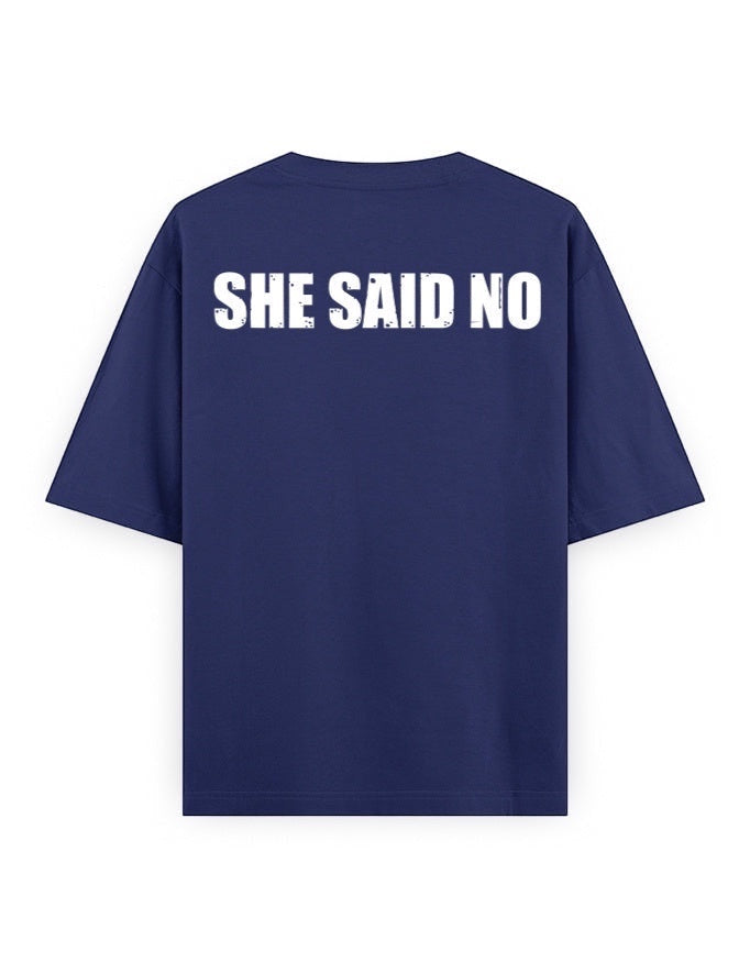 Frolic Saga navy blue 100% cotton oversized t-shirt with