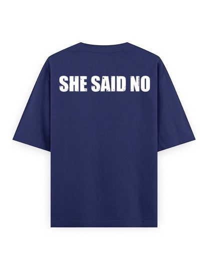 Frolic Saga navy blue 100% cotton oversized t-shirt with