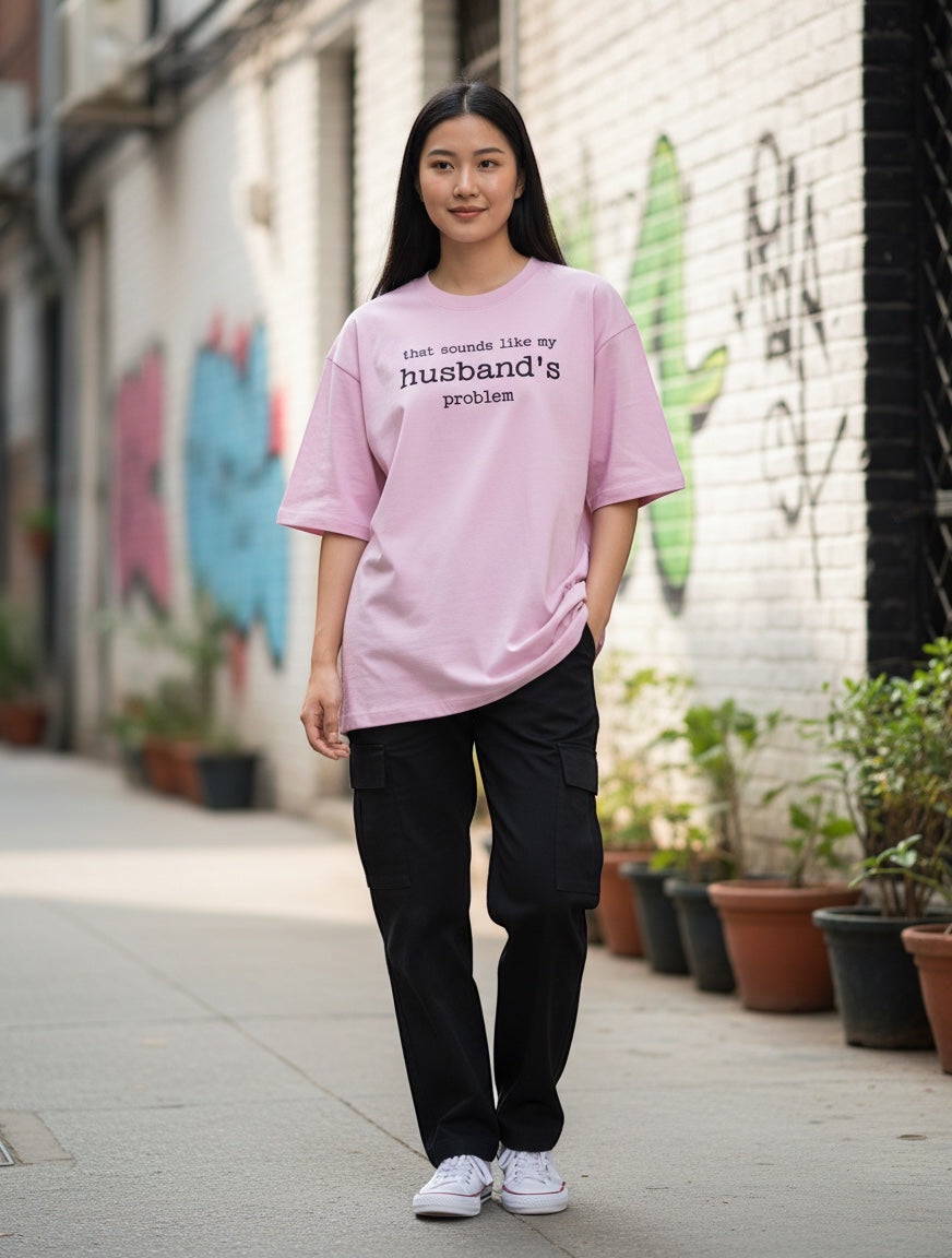Frolic Saga light pink oversized 100% cotton t-shirt with