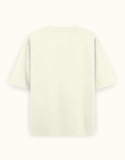 Unavailable. Uninterested. Unreachable. off white oversized tee, back view - Frolic Saga