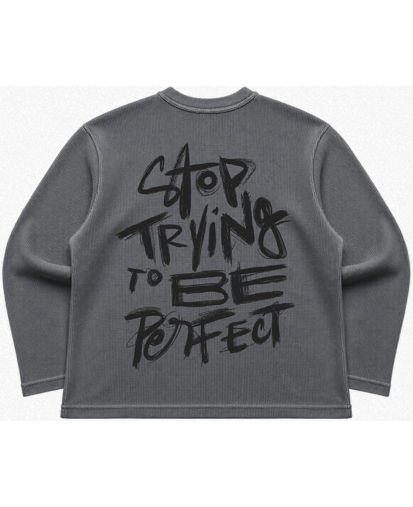 Acidwash waffle knit oversized full-sleeve Back Design