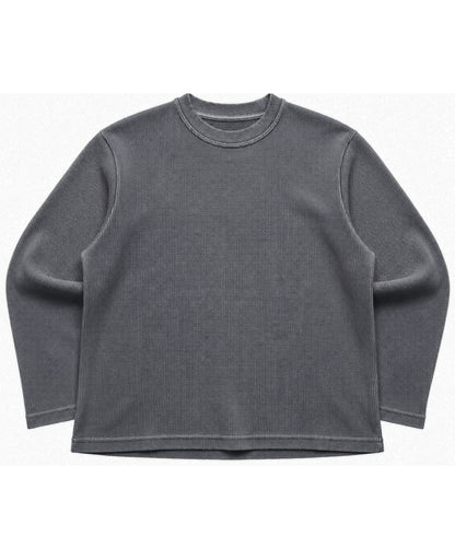 Acidwash waffle knit oversized full-sleeve Front Design