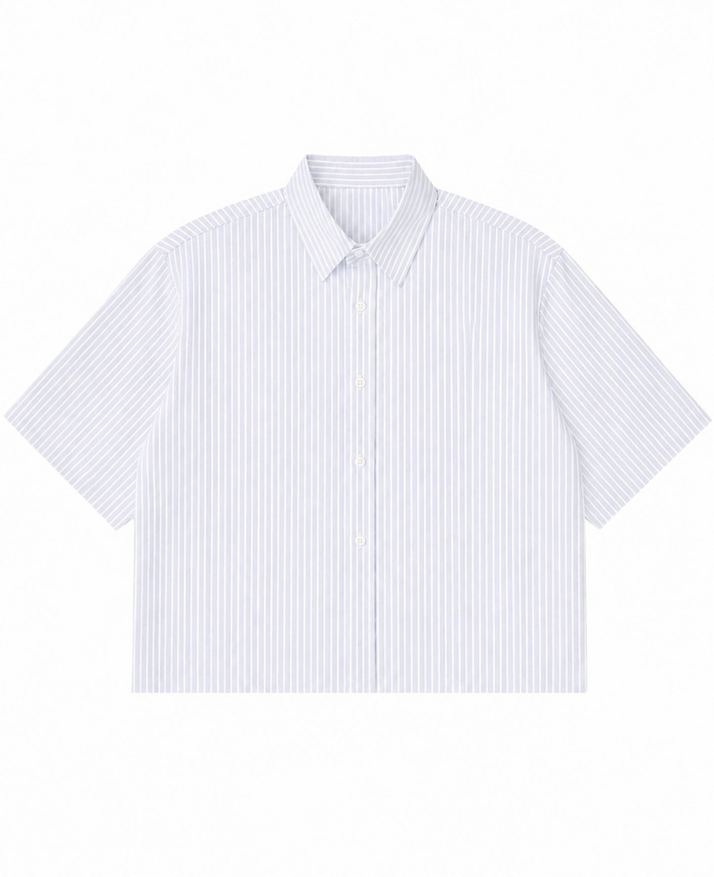 Blue Striped Oxford Boxy Shirt Front Design