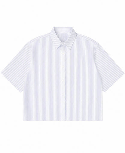 Blue Striped Oxford Boxy Shirt Front Design